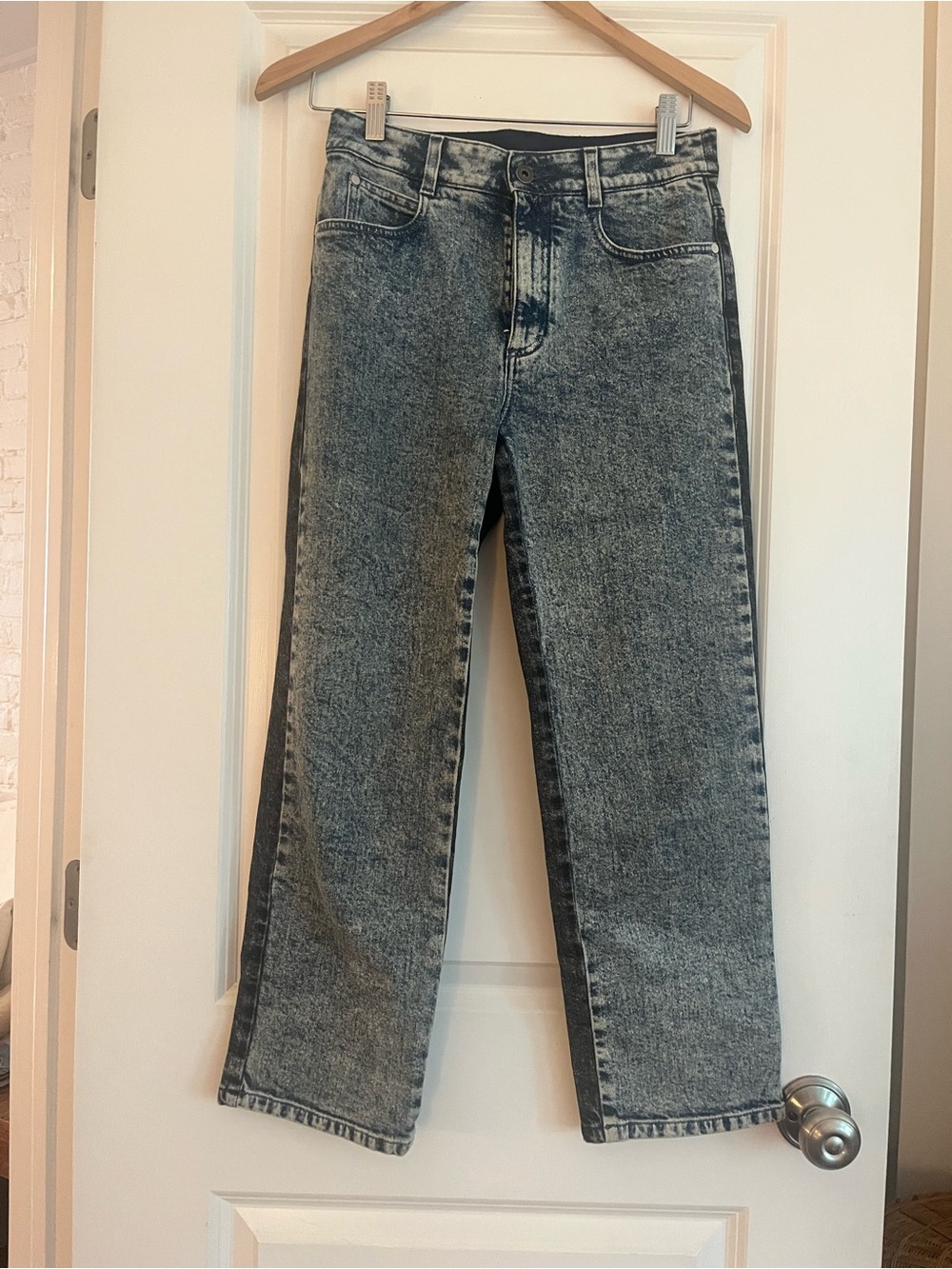 Stella McCartney Acid-Wash Front and Black/Grey Back Ankle Straight Jeans